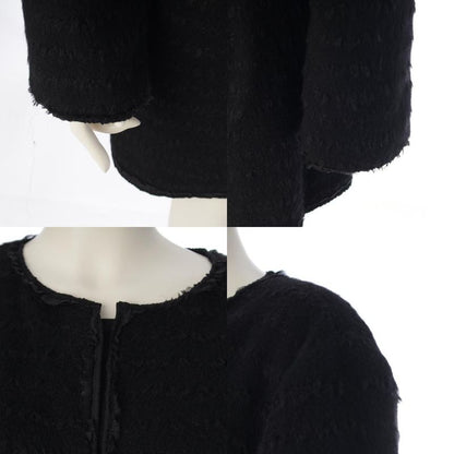 Dolce & Gabbana Wool Mohair Blend Collarless Jacket Skirt Set Black 44