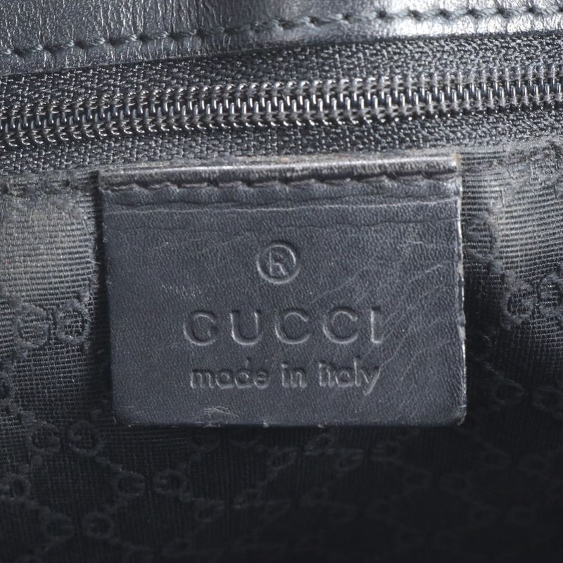 Gucci Leather Tote Shoulder Hand Black Rue
