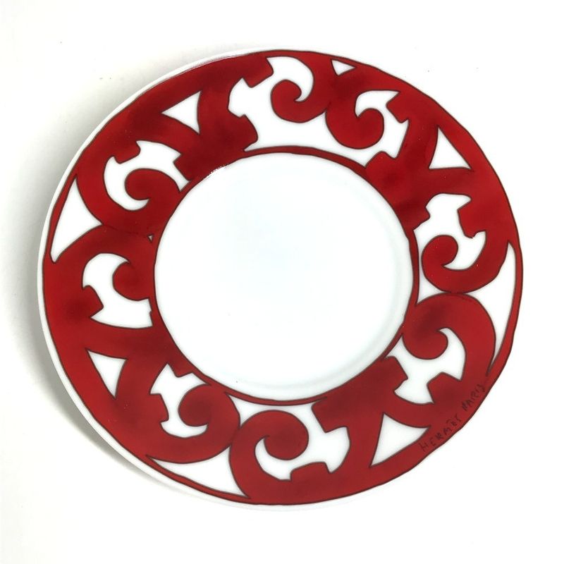 Hermes Teacup Cup & Saucer Set of 2 Pair Pottery White Shoulder Bag X Red