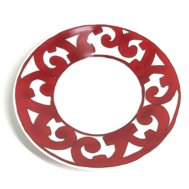 Hermes Teacup Cup & Saucer Set of 2 Pair Pottery White Shoulder Bag X Red
