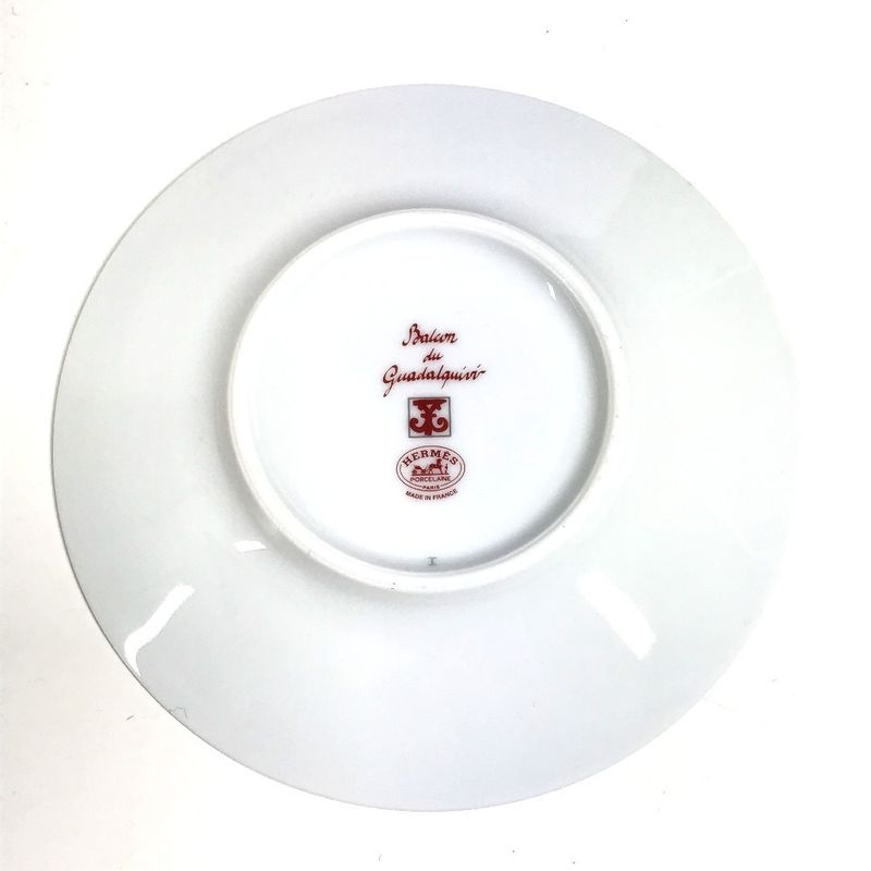 Hermes Teacup Cup & Saucer Set of 2 Pair Pottery White Shoulder Bag X Red