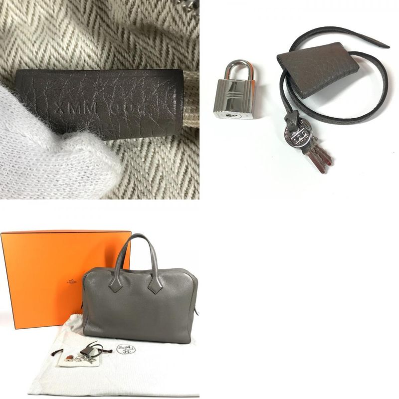 Hermes Tote Victoria 2 Taurillon Clemence Etain Gray