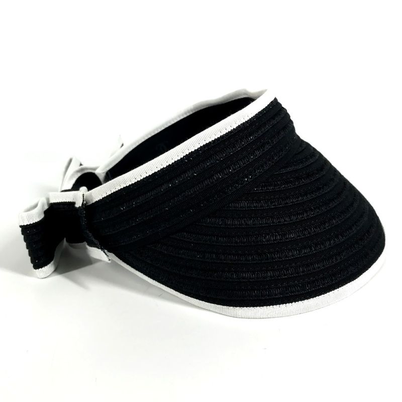 Chanel Sun Visor CC Logo Ribbon Black White