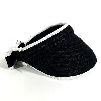 Chanel Sun Visor CC Logo Ribbon Black White