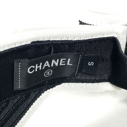 Chanel Sun Visor CC Logo Ribbon Black White