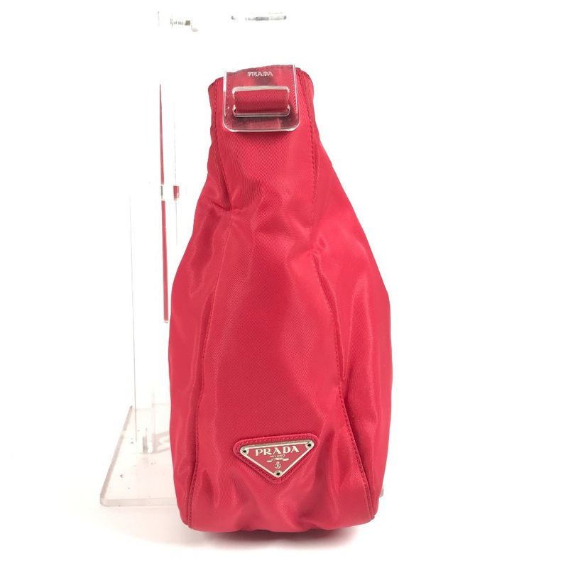 Prada Shoulder Bag Plastic Handle Nylon Red