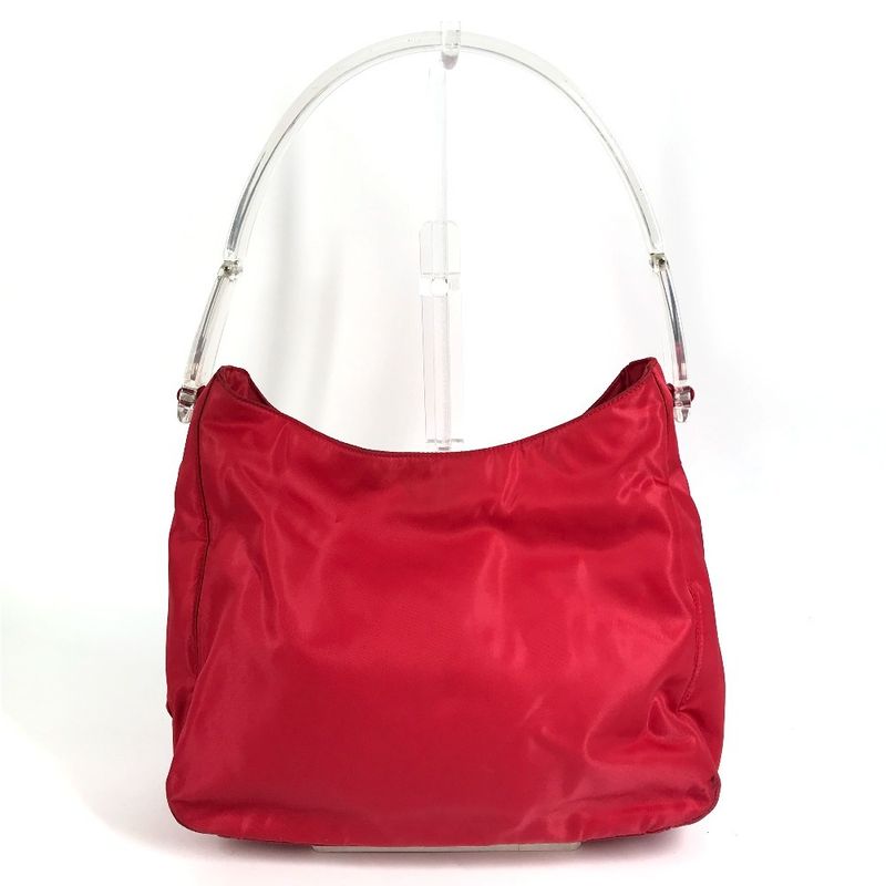 Prada Shoulder Bag Plastic Handle Nylon Red