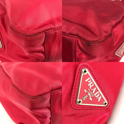 Prada Shoulder Bag Plastic Handle Nylon Red