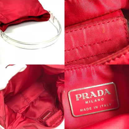 Prada Shoulder Bag Plastic Handle Nylon Red