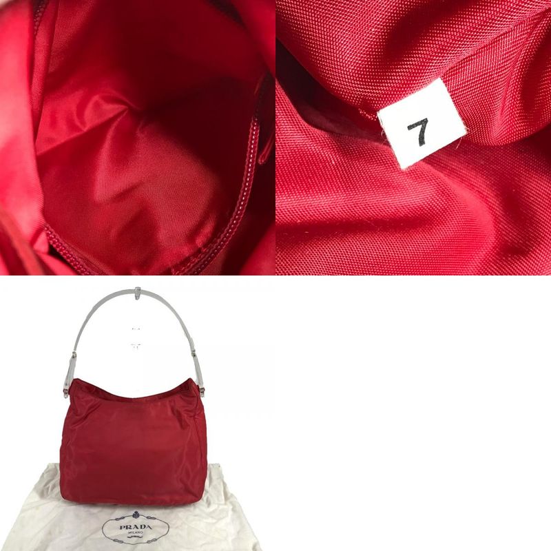 Prada Shoulder Bag Plastic Handle Nylon Red