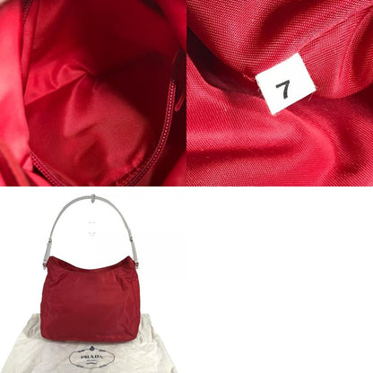 Prada Shoulder Bag Plastic Handle Nylon Red