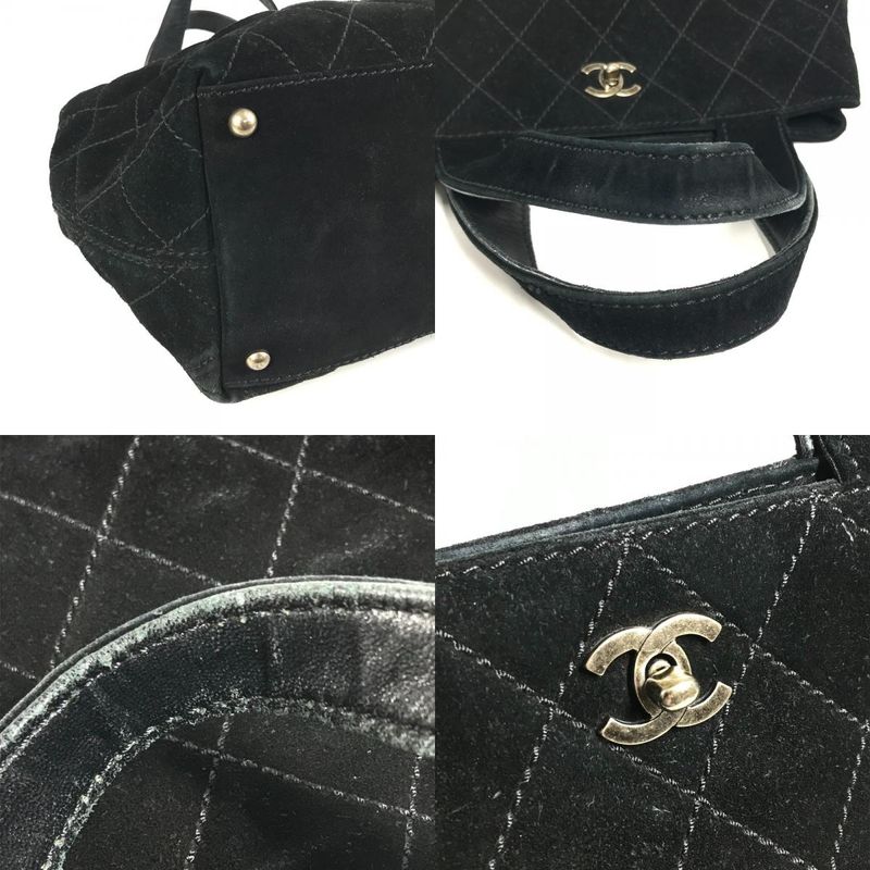 Chanel Handbag CC Logo Suede Black