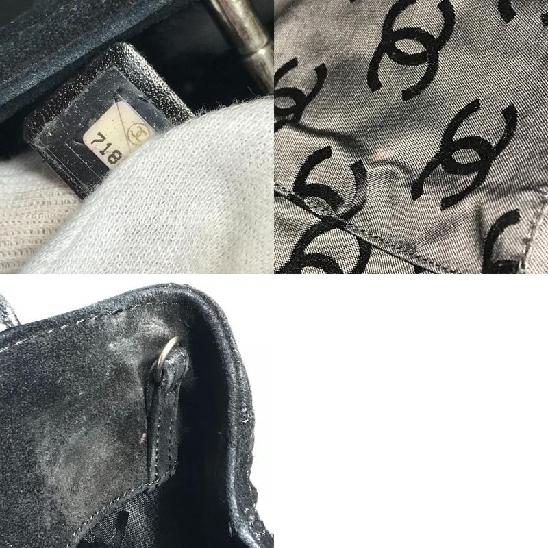 Chanel Handbag CC Logo Suede Black