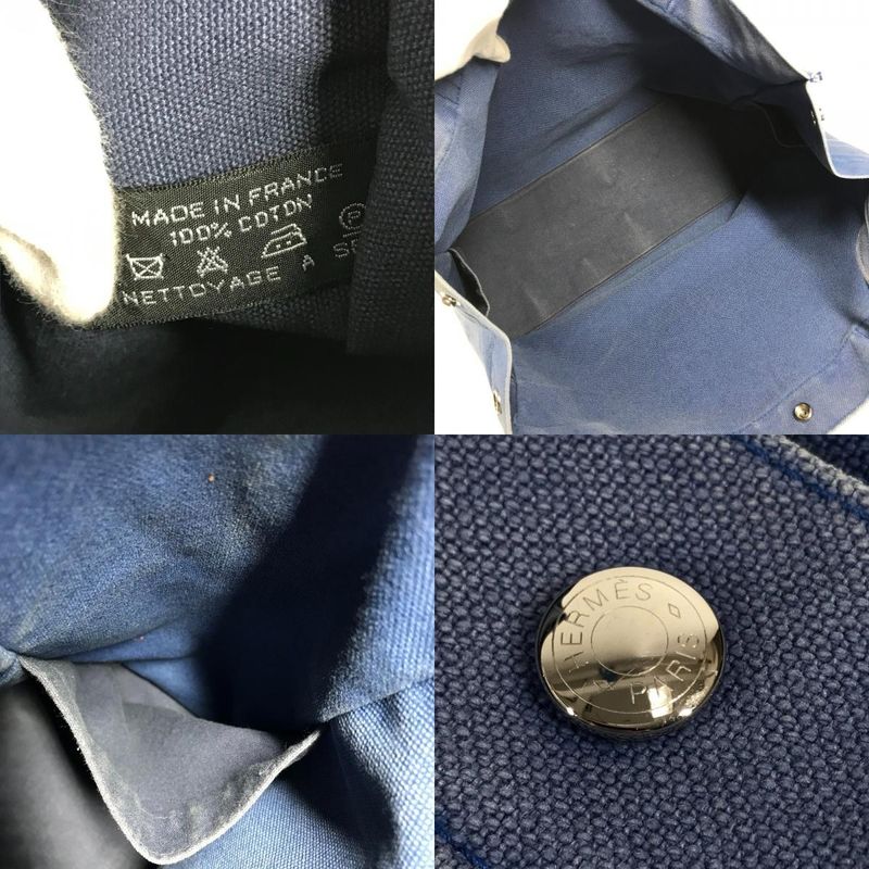 Hermes Shoulder Bag Chevoin Cotton Blue Black