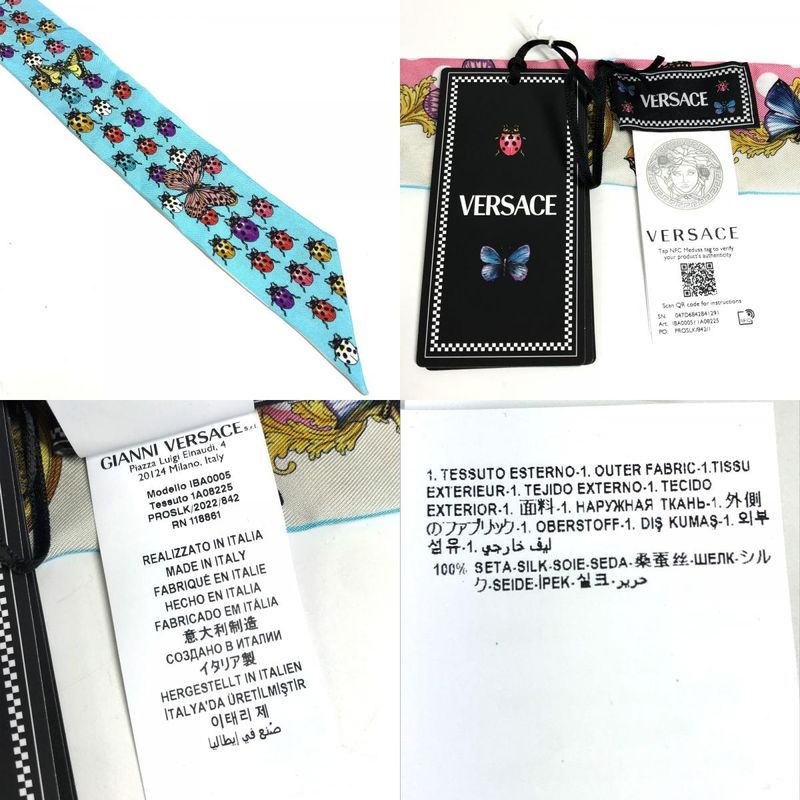 Versace Scarf Butterfly Logo Ladybug Silk