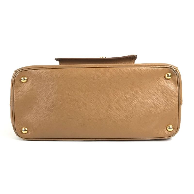 Prada Handbag Triangle Logo Saffiano Leather Brown