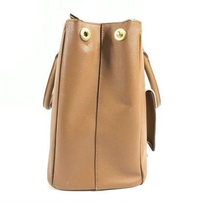 Prada Handbag Triangle Logo Saffiano Leather Brown