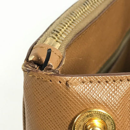 Prada Handbag Triangle Logo Saffiano Leather Brown