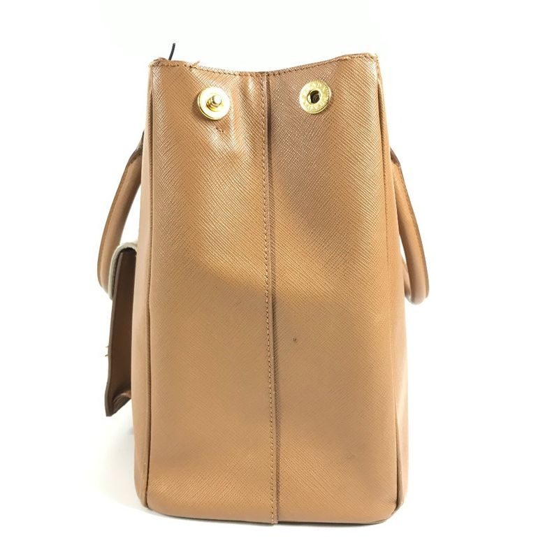 Prada Handbag Triangle Logo Saffiano Leather Brown