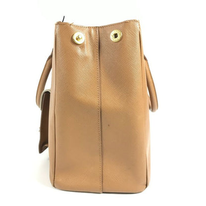 Prada Handbag Triangle Logo Saffiano Leather Brown