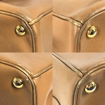 Prada Handbag Triangle Logo Saffiano Leather Brown