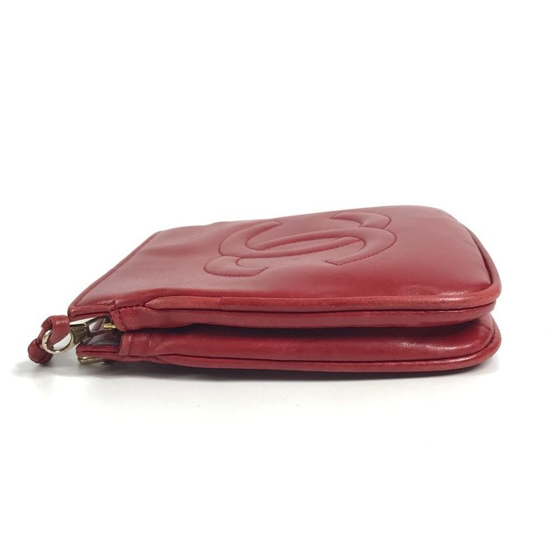 Chanel Waist Bag Big CC Logo Leather Red