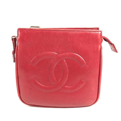 Chanel Waist Bag Big CC Logo Leather Red