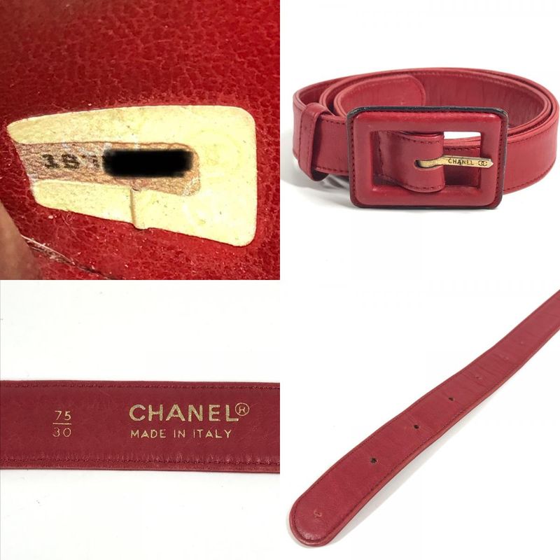Chanel Waist Bag Big CC Logo Leather Red