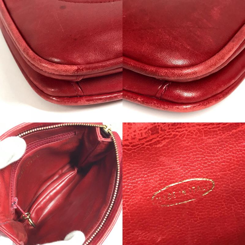 Chanel Waist Bag Big CC Logo Leather Red