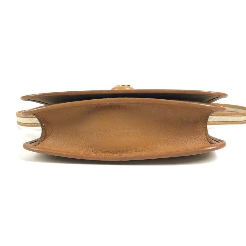 Hermes Shoulder Bag Tankard Leather Canvas Beige