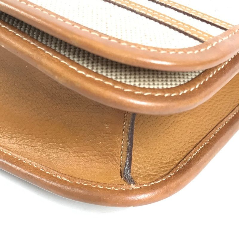 Hermes Shoulder Bag Tankard Leather Canvas Beige