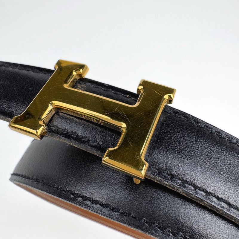 Hermes Constance Reversible Belt Leather Black Brown