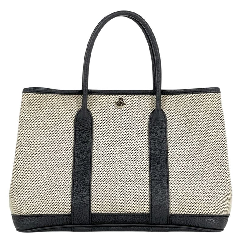 Hermes Garden Party TPM Tote Leather Black Beige