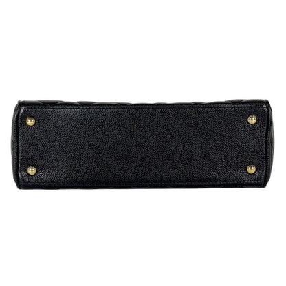 Chanel CC Logo Quilted Mini Boston Bag Caviar Leather Black