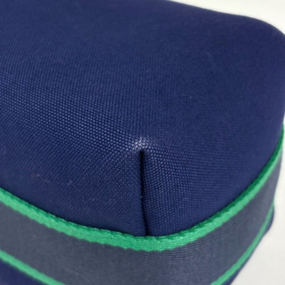 Hermes Bric-a-Brac PM Bath Pouch Logo Handbag Cotton Marine