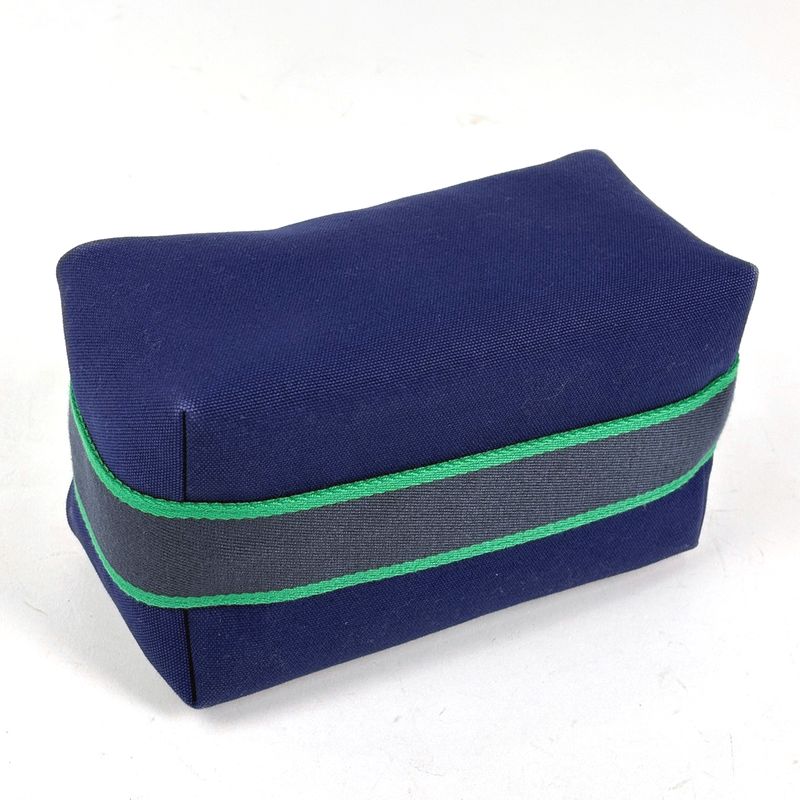 Hermes Bric-a-Brac PM Bath Pouch Logo Handbag Cotton Marine