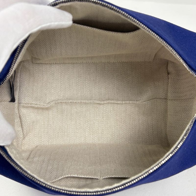 Hermes Bric-a-Brac PM Bath Pouch Logo Handbag Cotton Marine