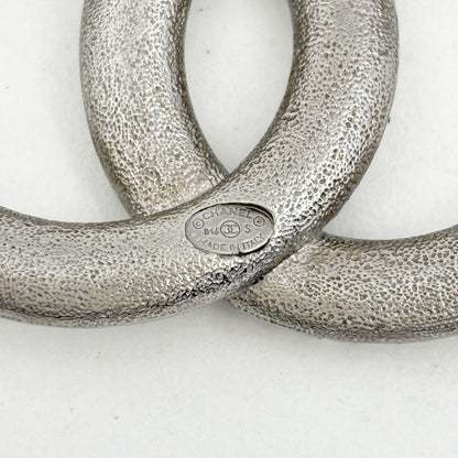 Chanel CC Logo Rhinestone Brooch Metal Silver