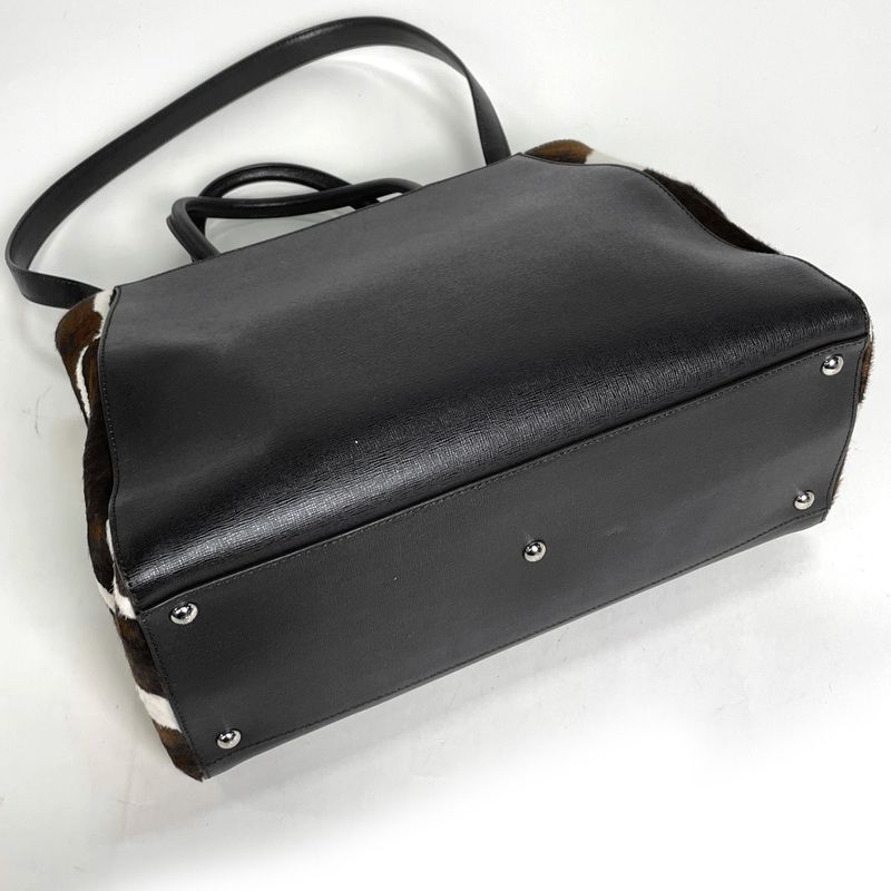 Fendi Toujour 2-Way Shoulder Bag Tote Leather Dark Brown