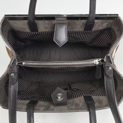 Fendi Toujour 2-Way Shoulder Bag Tote Leather Dark Brown