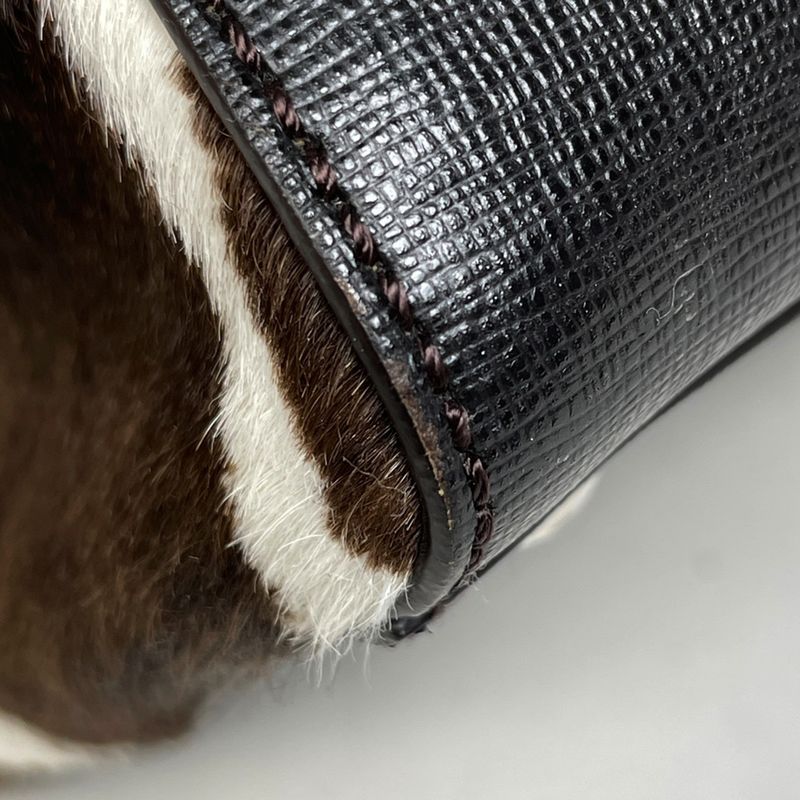 Fendi Toujour 2-Way Shoulder Bag Tote Leather Dark Brown