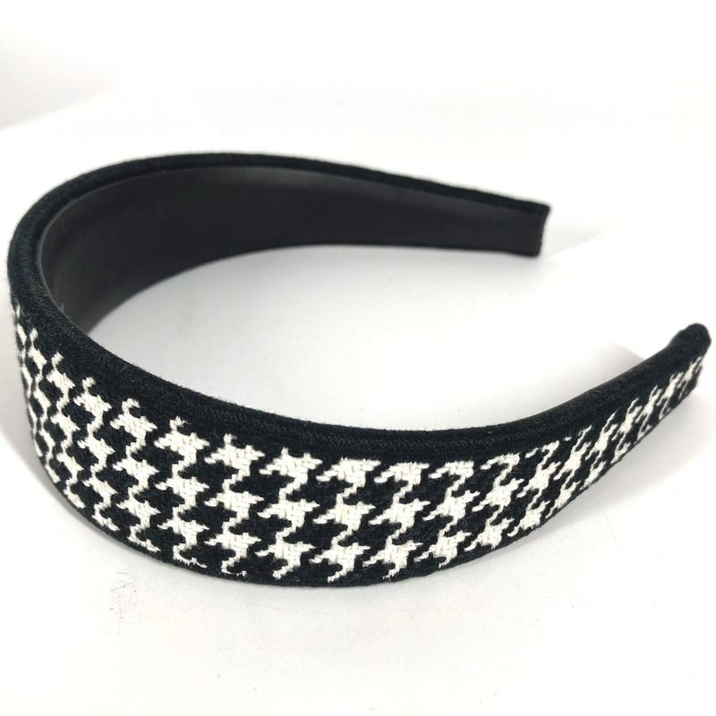 Dior Headband Houndstooth Logo Cotton Black White