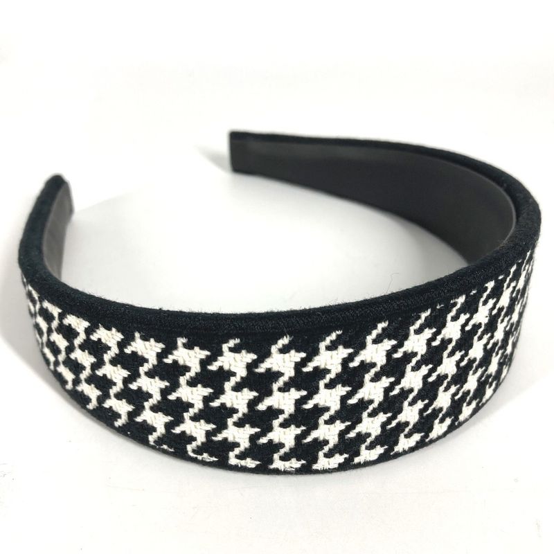 Dior Headband Houndstooth Logo Cotton Black White