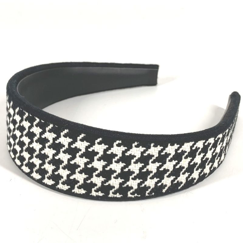 Dior Headband Houndstooth Logo Cotton Black White