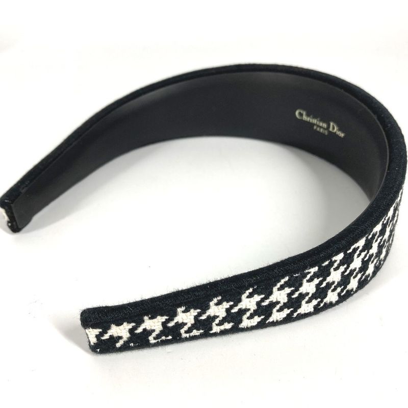 Dior Headband Houndstooth Logo Cotton Black White