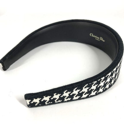 Dior Headband Houndstooth Logo Cotton Black White