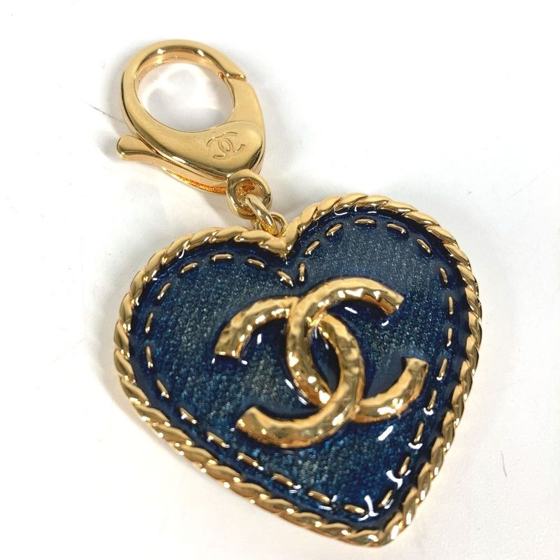 Chanel Key Holder Heart CC Logo Denim Metal Blue