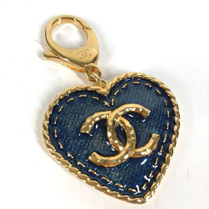 Chanel Key Holder Heart CC Logo Denim Metal Blue