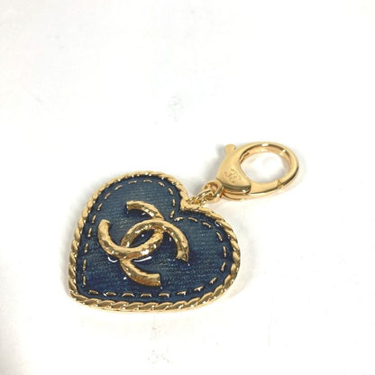 Chanel Key Holder Heart CC Logo Denim Metal Blue