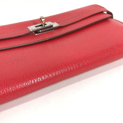 Hermes Wallet Kelly Chevre Red